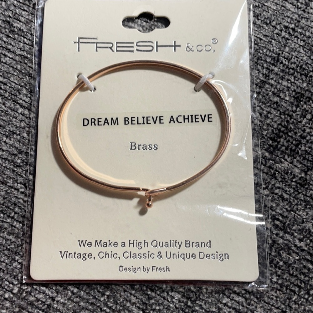 Fresh Dream, believe, achieve brass bracelet